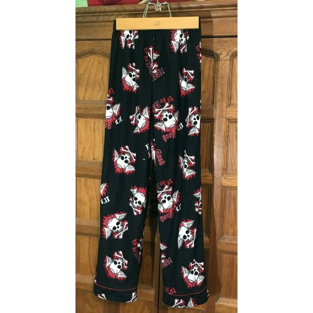 JOE BOXER It's Good To Be Bad Skeleton Pajama Pant Black Polyester Kids L 10-12